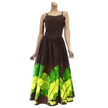 グリーンと茶のフラドレス